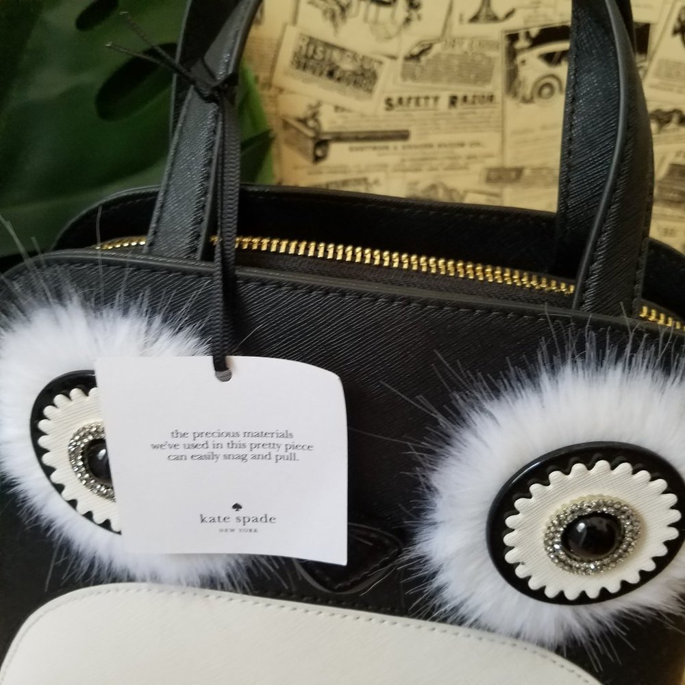 Kate Spade Small Lottie Penguin Black Satchel - Picture 6 of 9